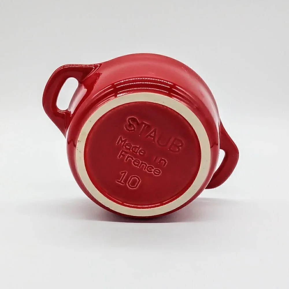 Staub Red Ceramic Double Handle 4-Inch Round Ramekin